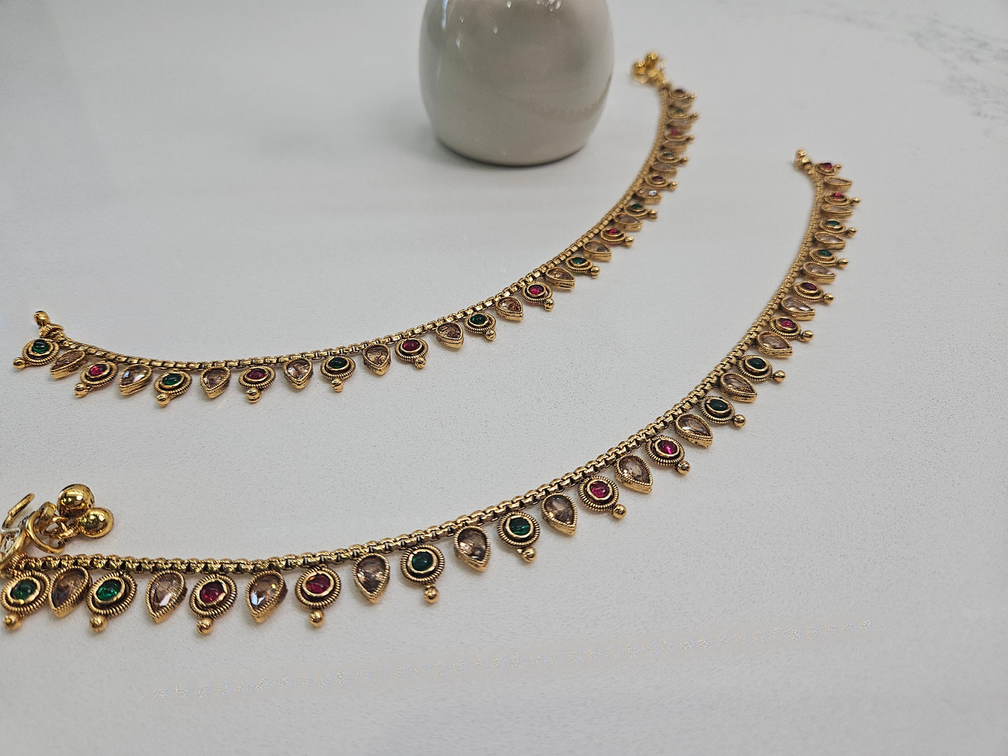 Multi Colour Golden Anklets