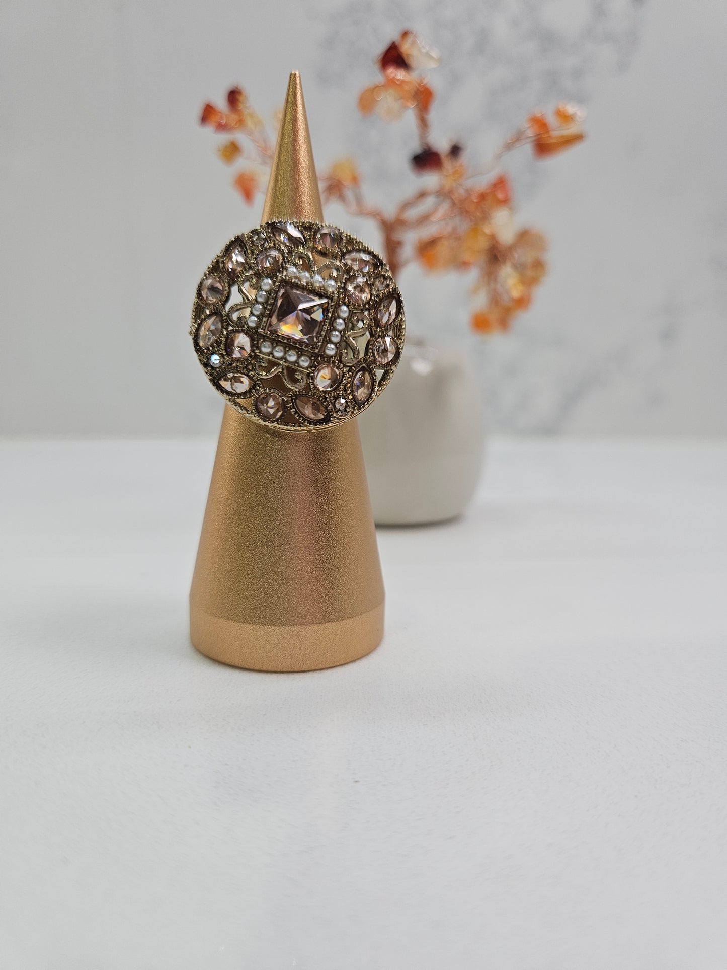 Golden Kundan Statement Ring