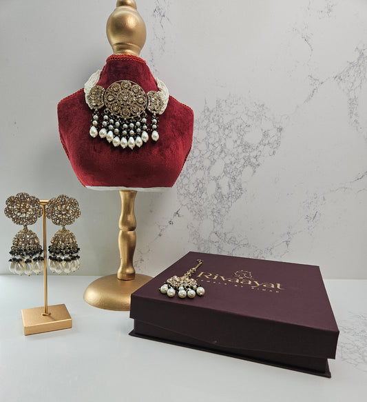 Antique Gold-Toned Kundan Polki Choker