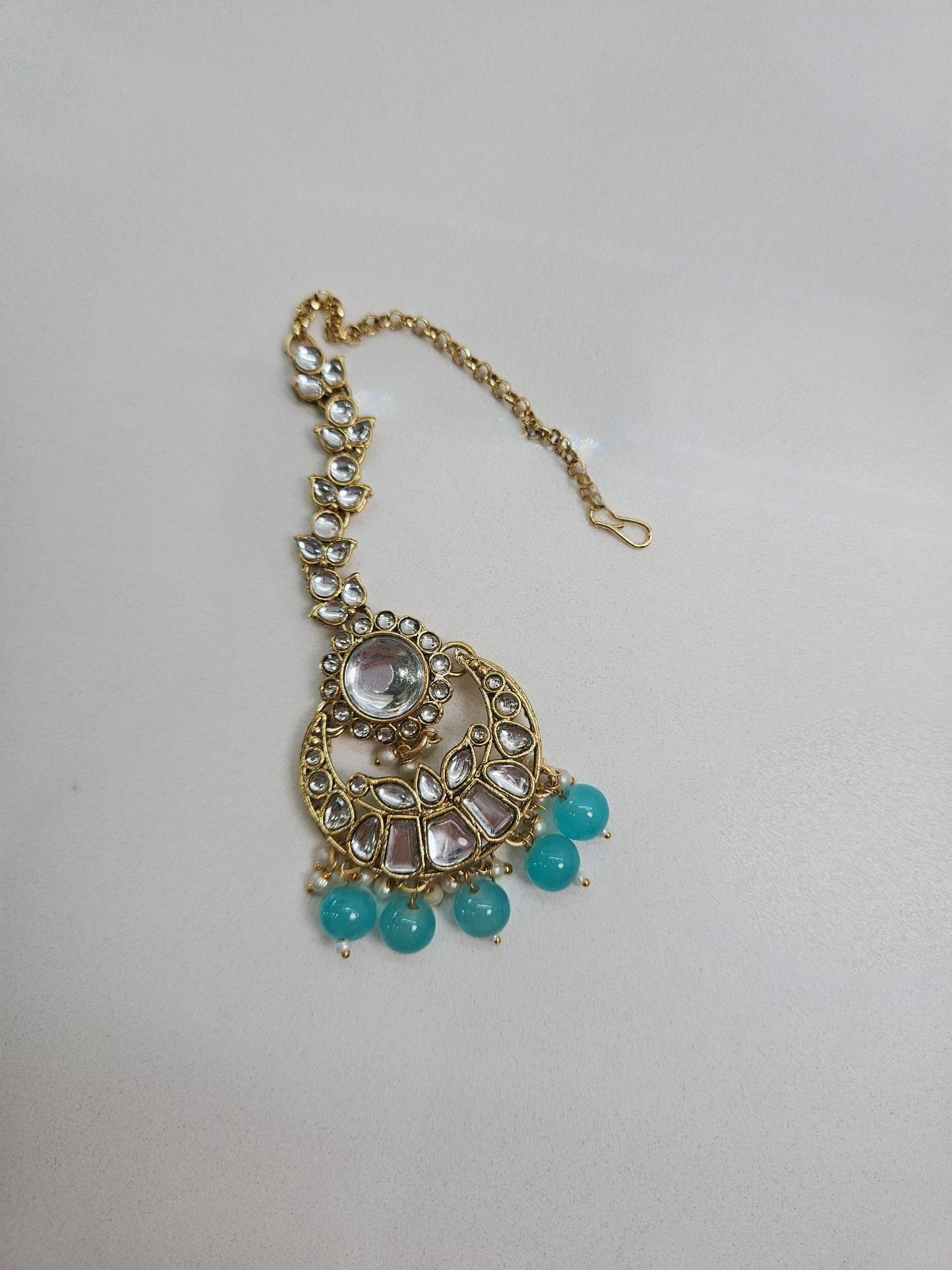 Pastel Blue Kundan Necklace Set