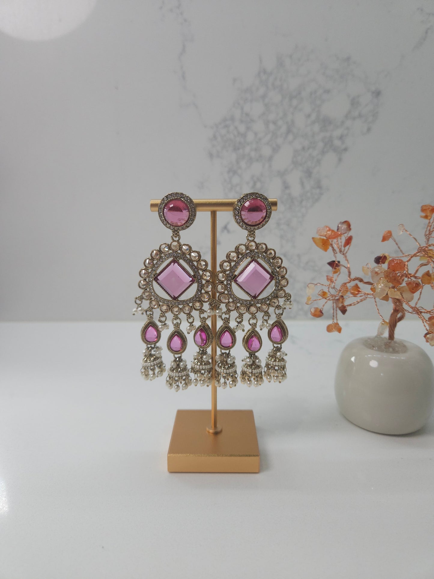 Pink Statement Earrings