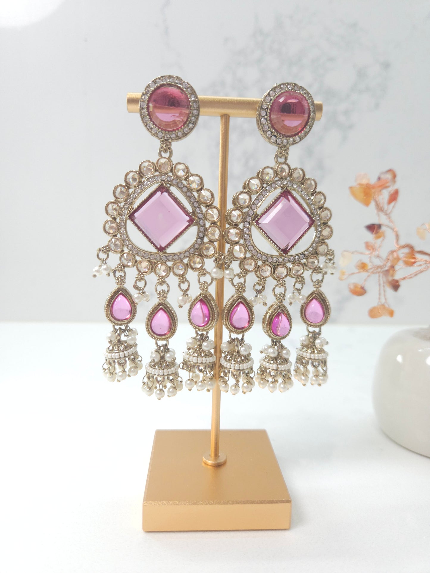 Pink Statement Earrings