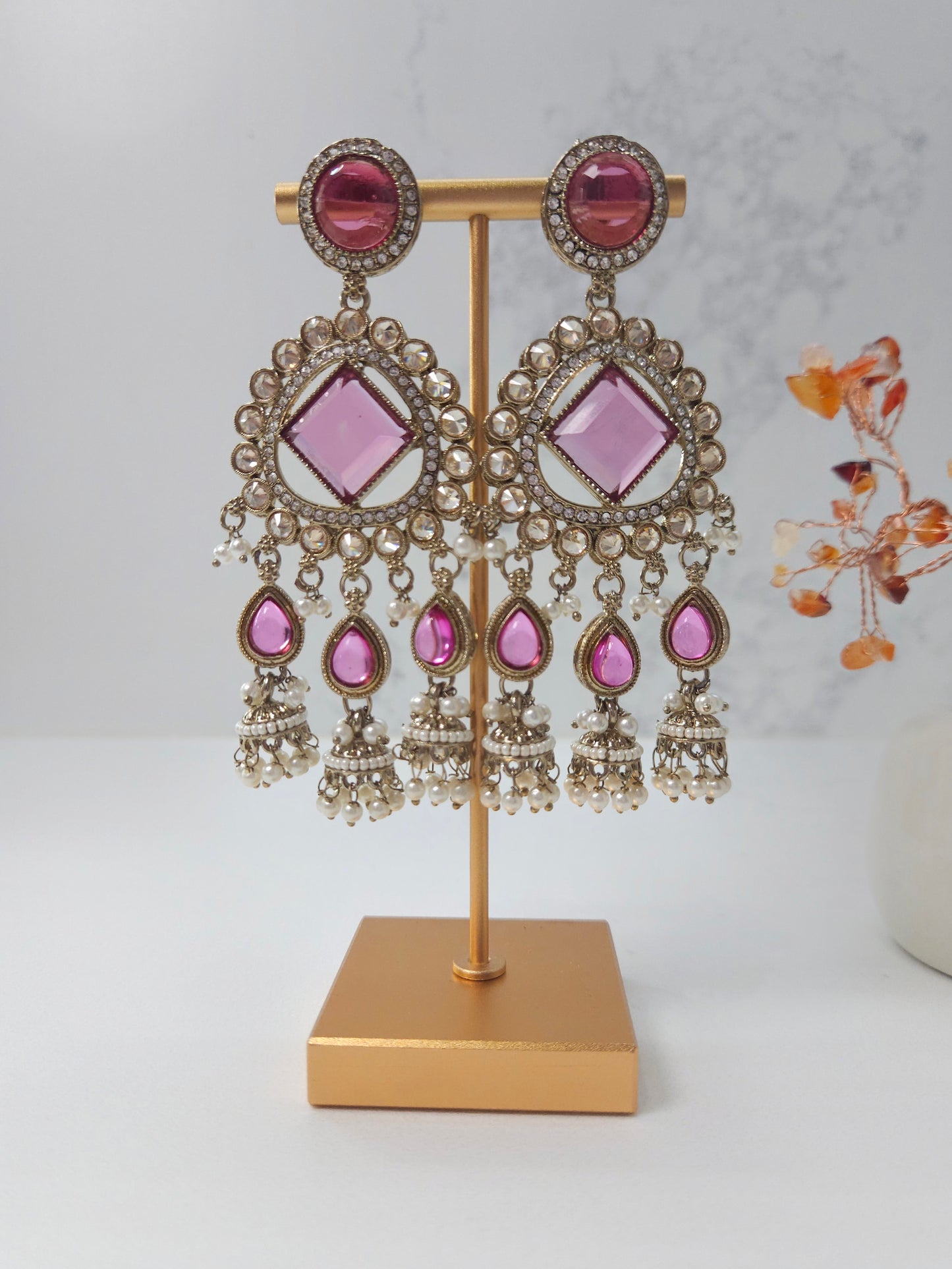 Pink Statement Earrings