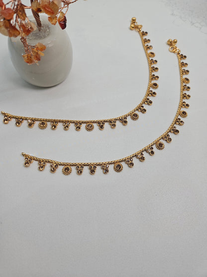 Golden Kundan Anklets