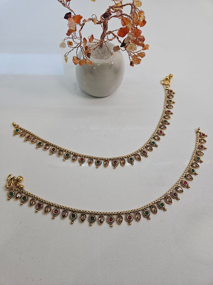Multi Colour Golden Anklets