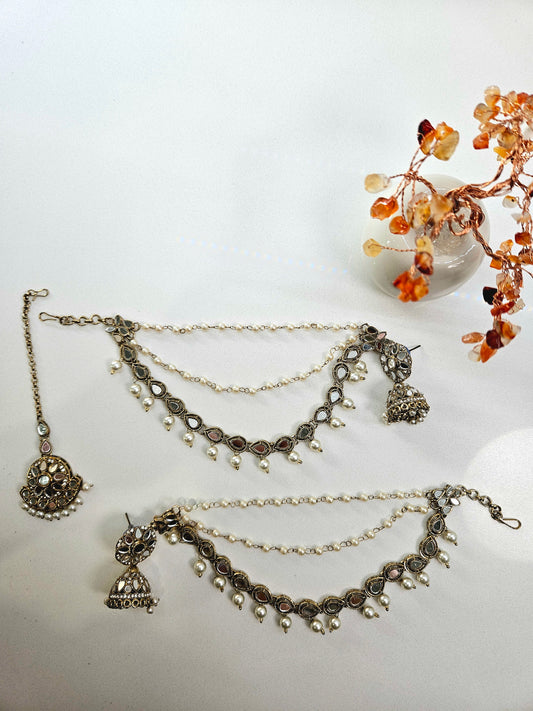 Jhumke with Mirror Sahare and Tikka