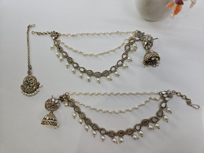 Jhumke with Mirror Sahare and Tikka