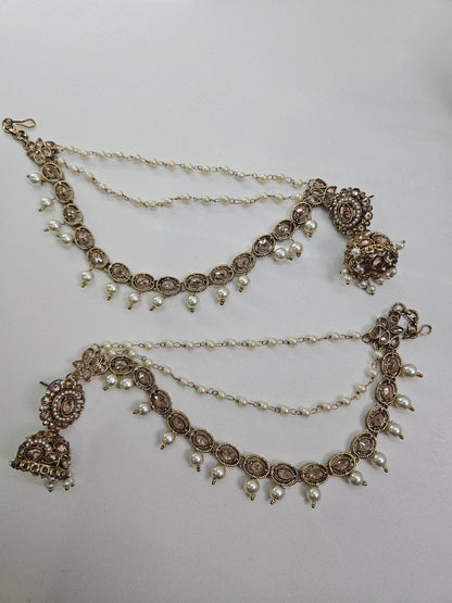 Jhumke with Kundan Sahare and Pearl drops