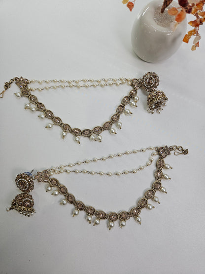 Jhumke with Kundan Sahare and Pearl drops