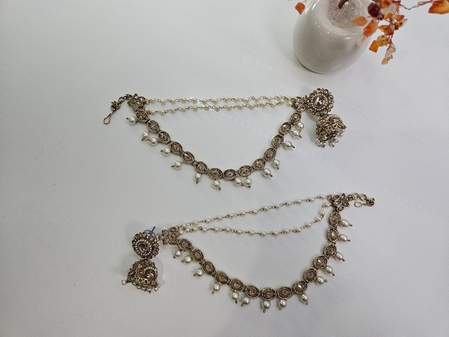 Jhumke with Kundan Sahare and Pearl drops