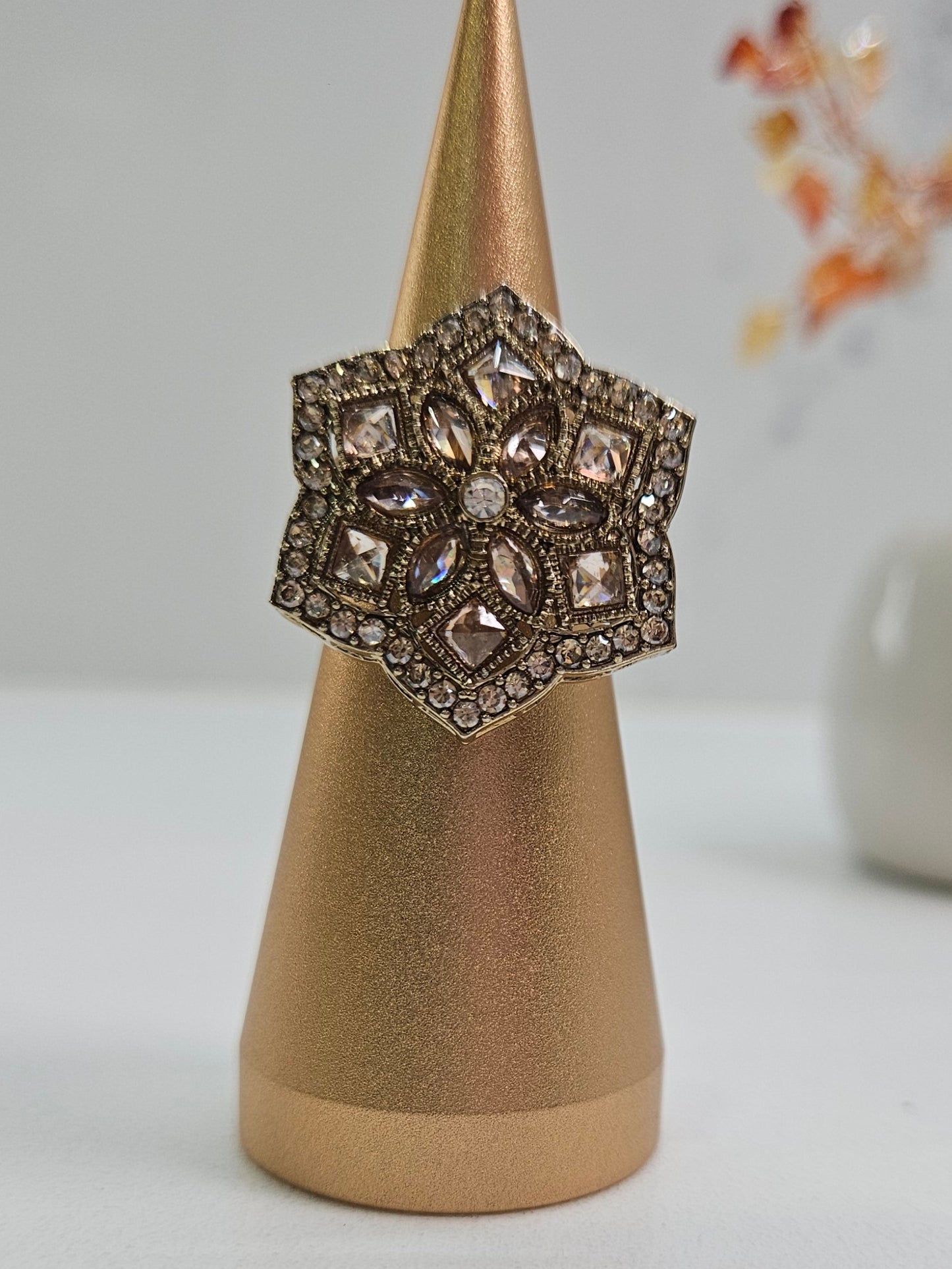 Golden Kundan Statement Ring
