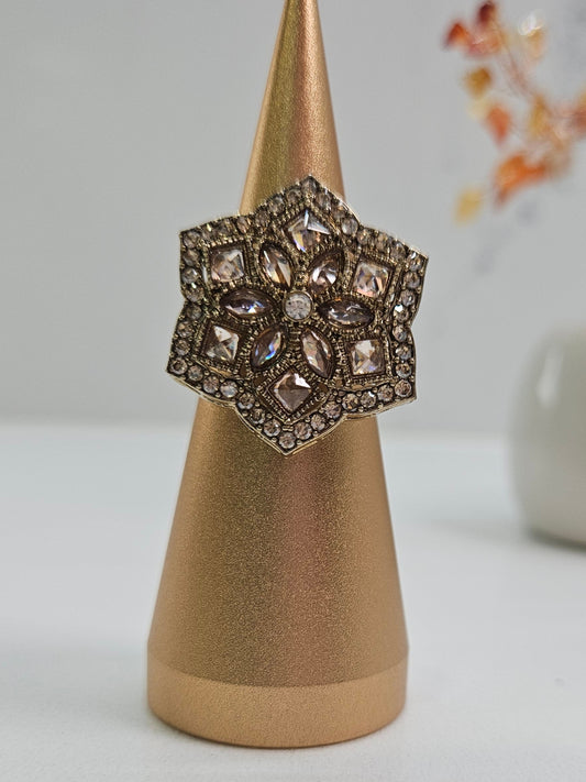 Golden Kundan Statement Ring