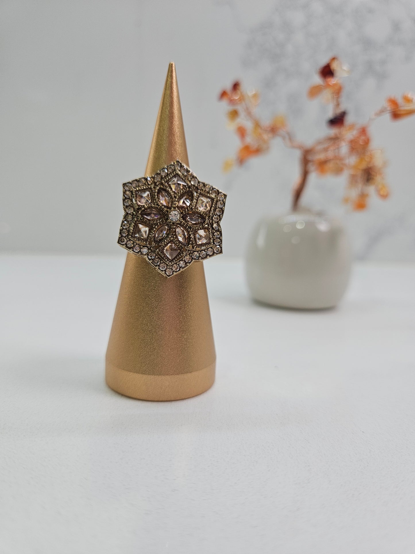 Golden Kundan Statement Ring