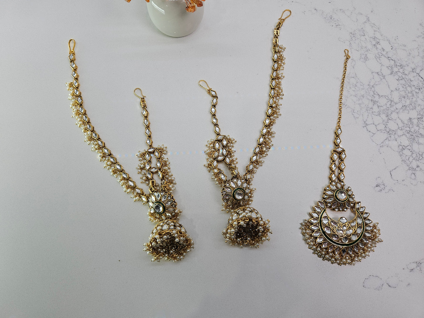 Bahubali Earring with Sahare and Tikka