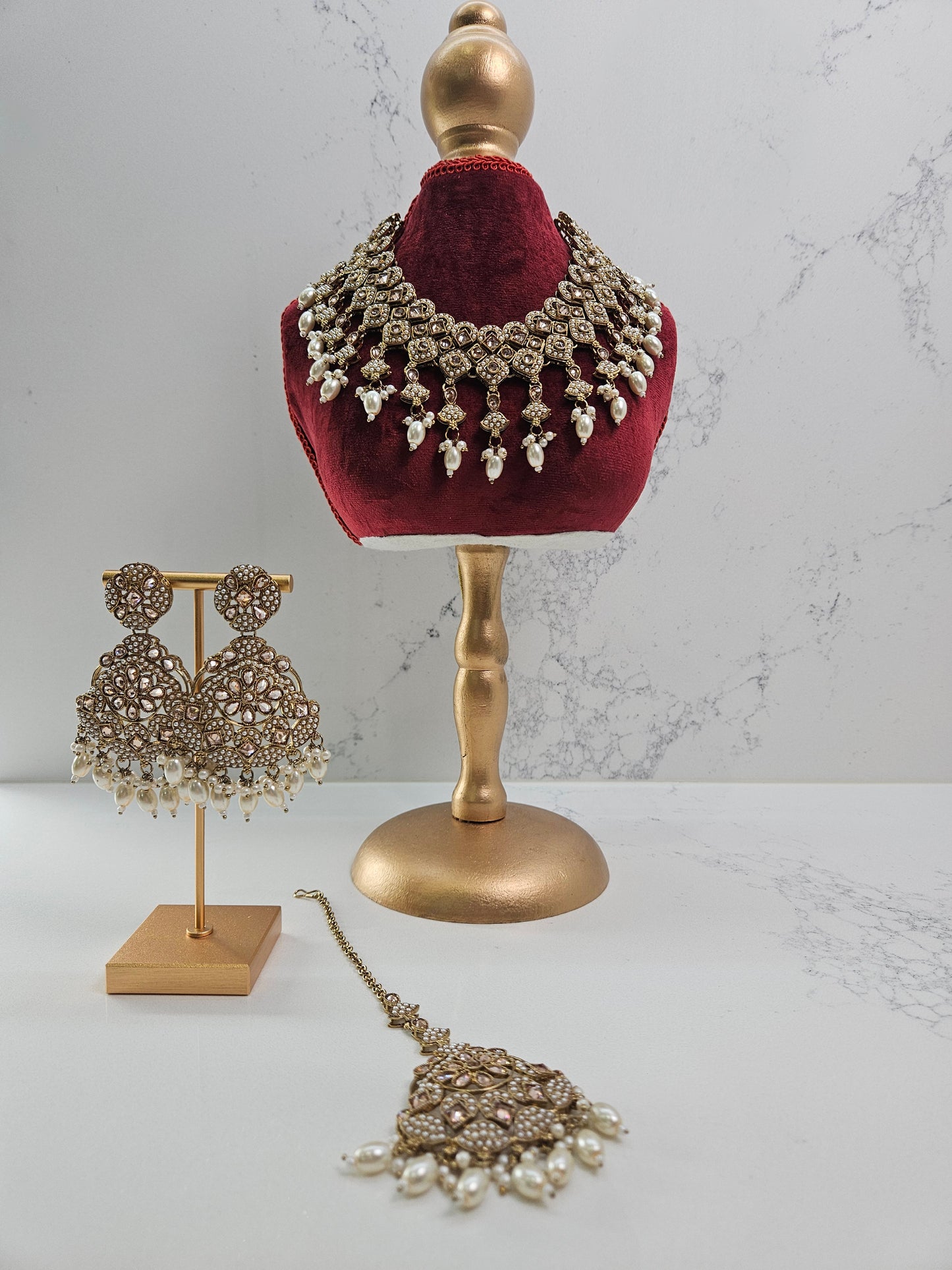 Polki Kundan Waterfall Necklace (Bridal)