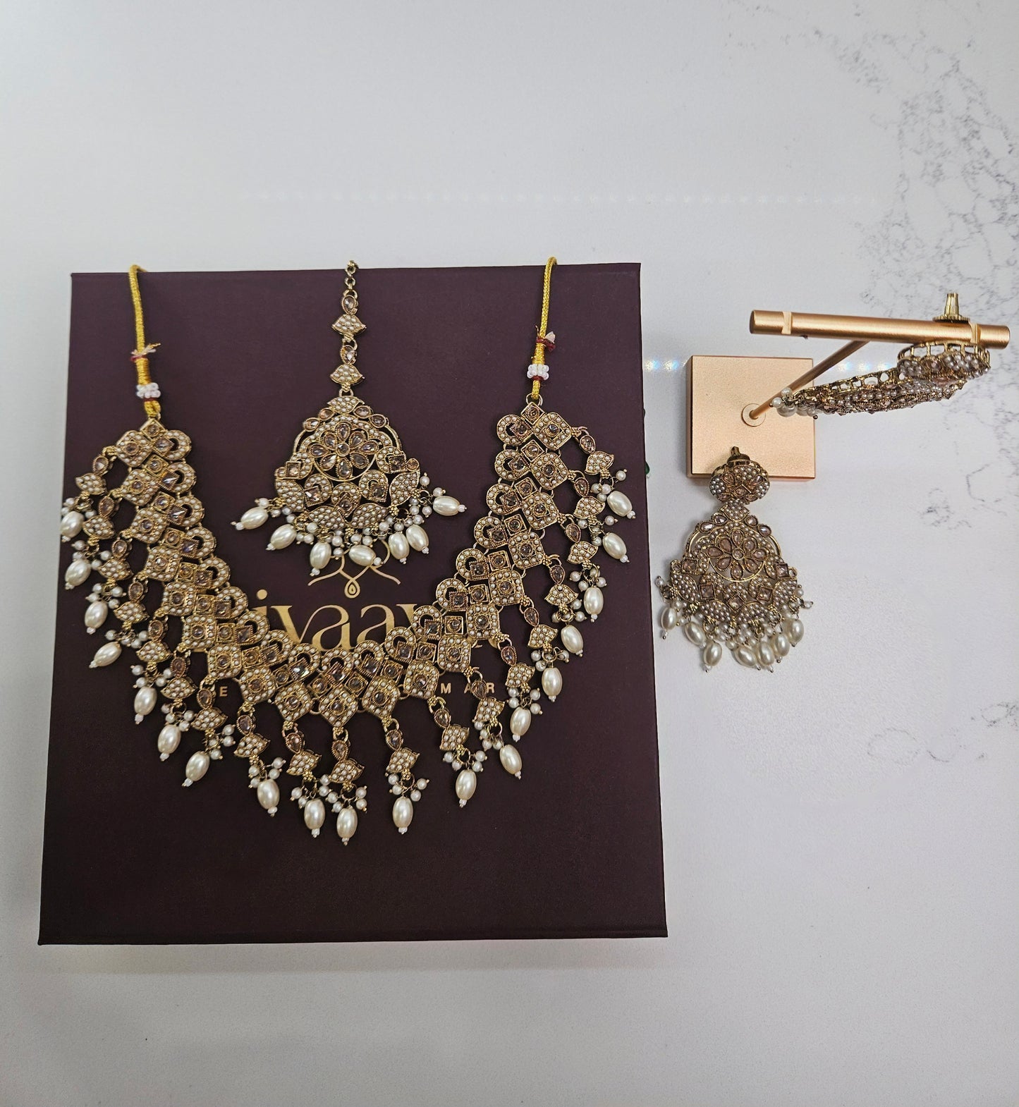 Polki Kundan Waterfall Necklace (Bridal)