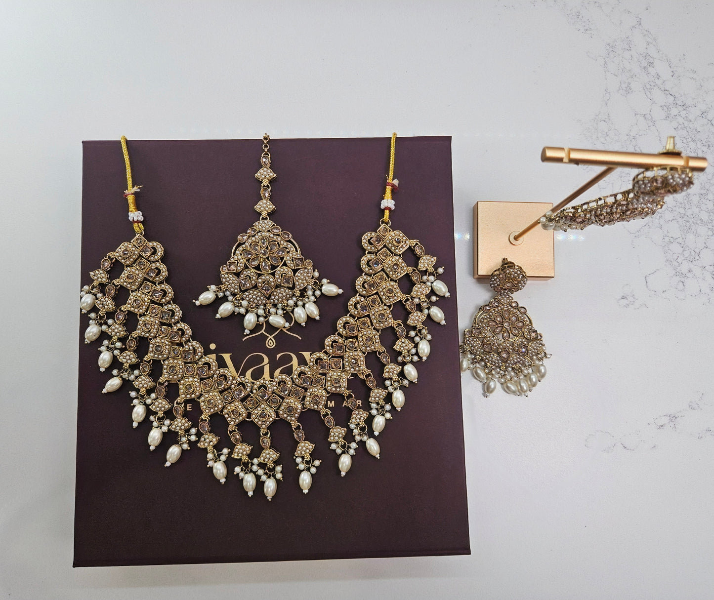 Polki Kundan Waterfall Necklace (Bridal)