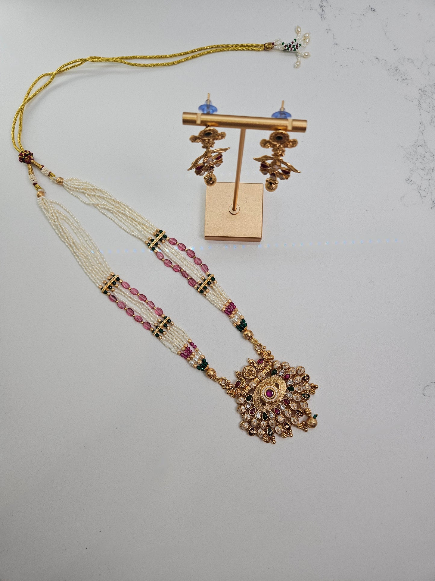 Pearl and Semi-Precious Stone Temple Set