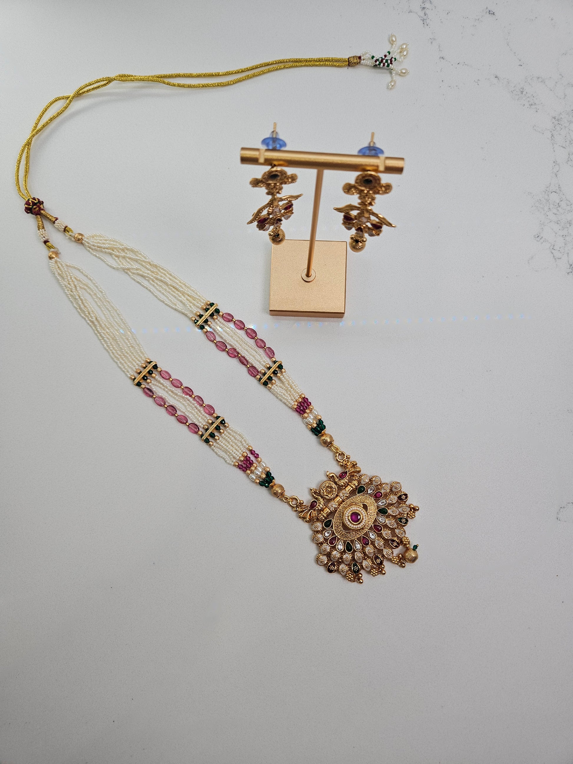 Pearl and Semi-Precious Stone Temple Set