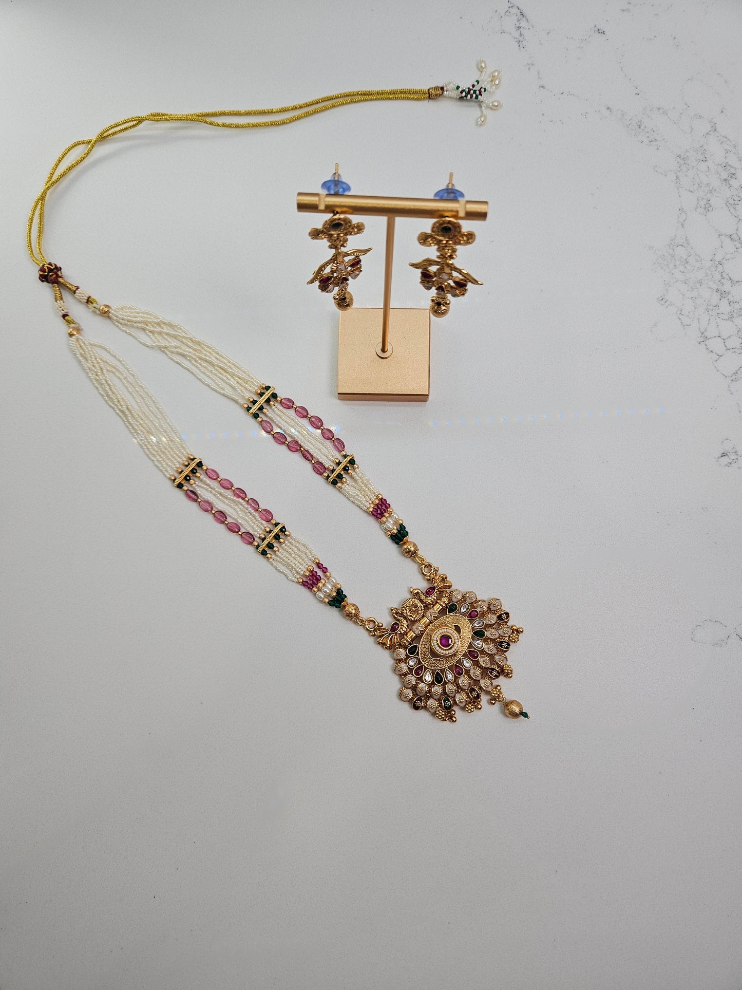 Pearl and Semi-Precious Stone Temple Set