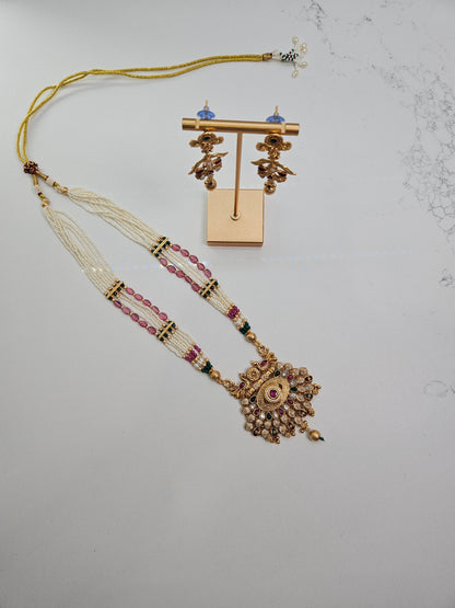 Pearl and Semi-Precious Stone Temple Set