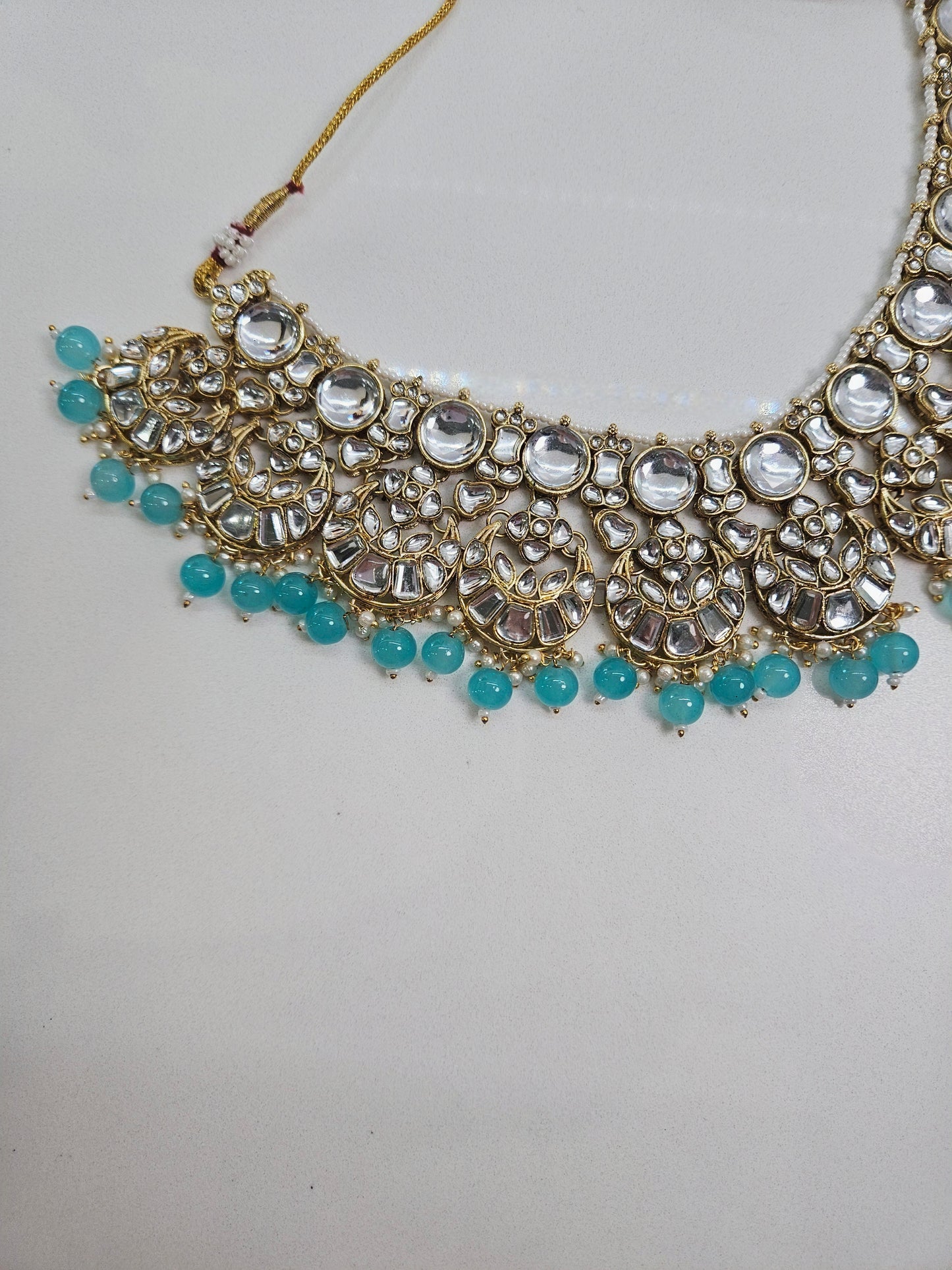 Pastel Blue Kundan Necklace Set