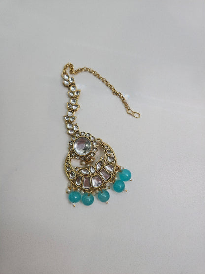 Pastel Blue Kundan Necklace Set