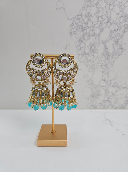Pastel Blue Kundan Necklace Set