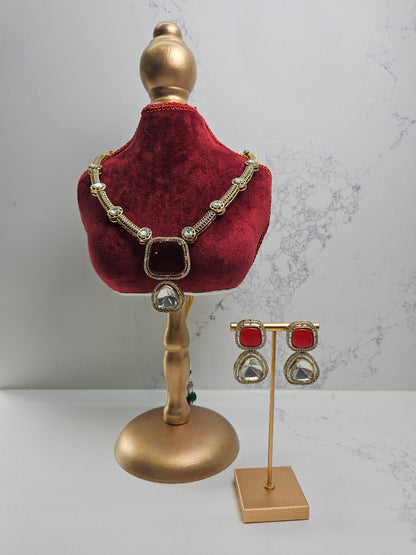 Premium Uncut Kundan Polki Necklace Set