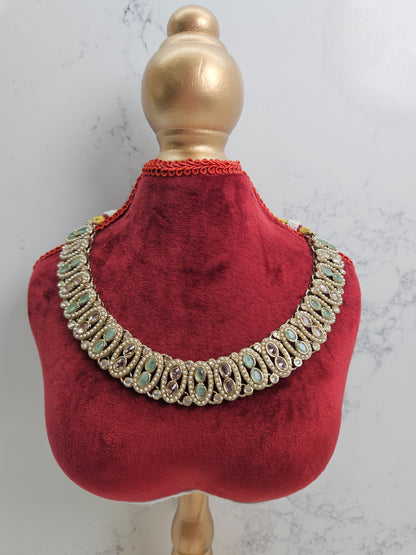 Gold Plated Kundan and Stone-Studded Choker