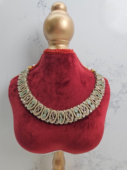 Gold Plated Kundan and Stone-Studded Choker