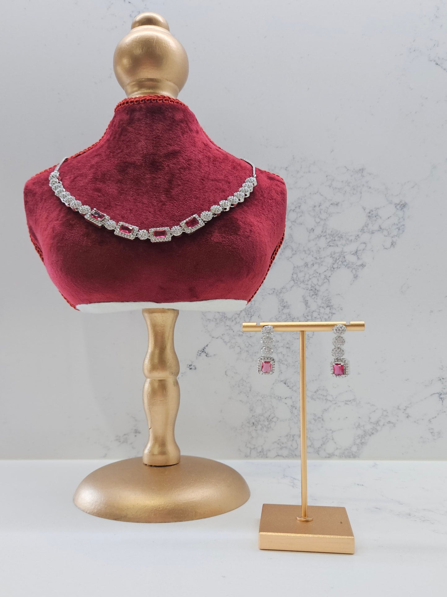 Silver Plated AD Necklace Set