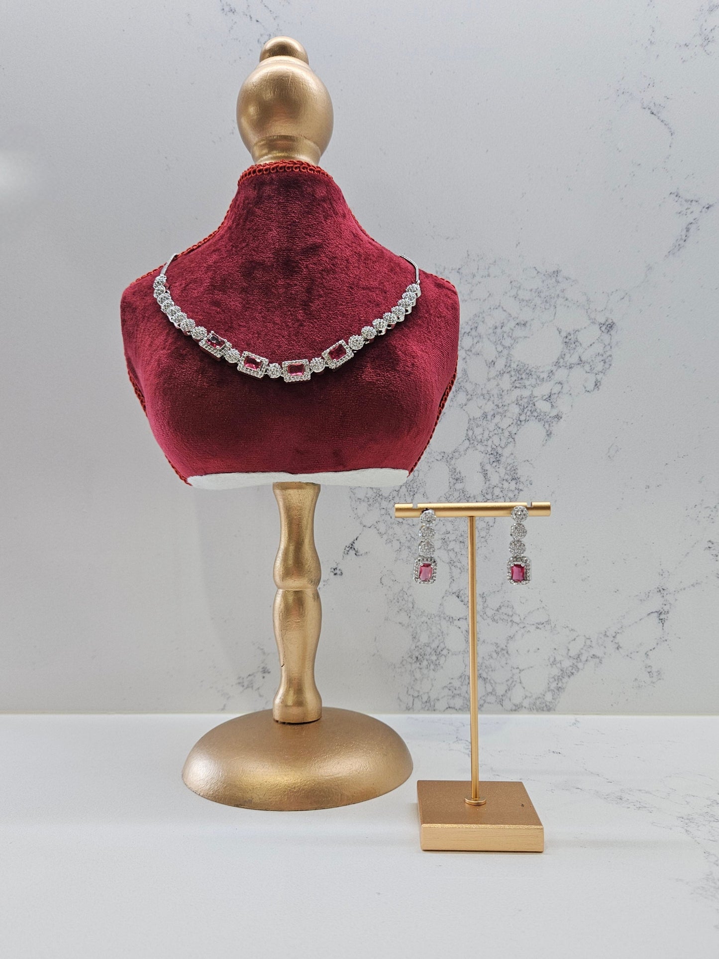 Silver Plated AD Necklace Set