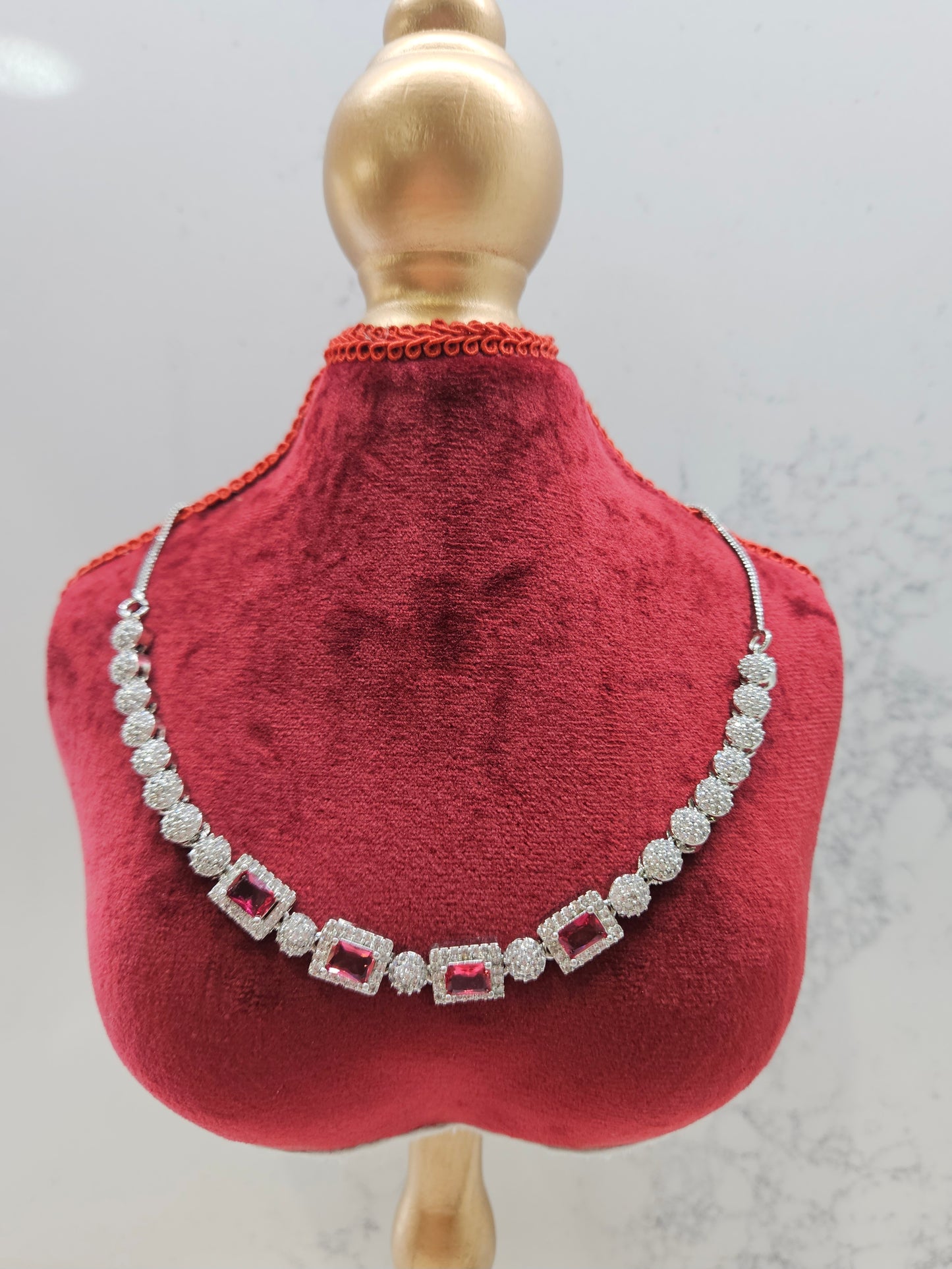 Silver Plated AD Necklace Set