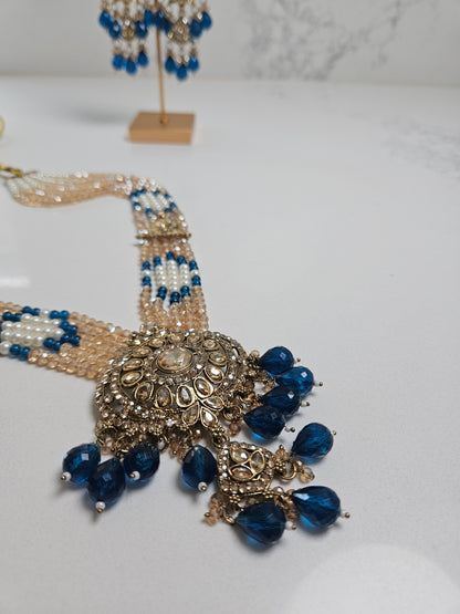 Gold Polki Necklace with Earrings