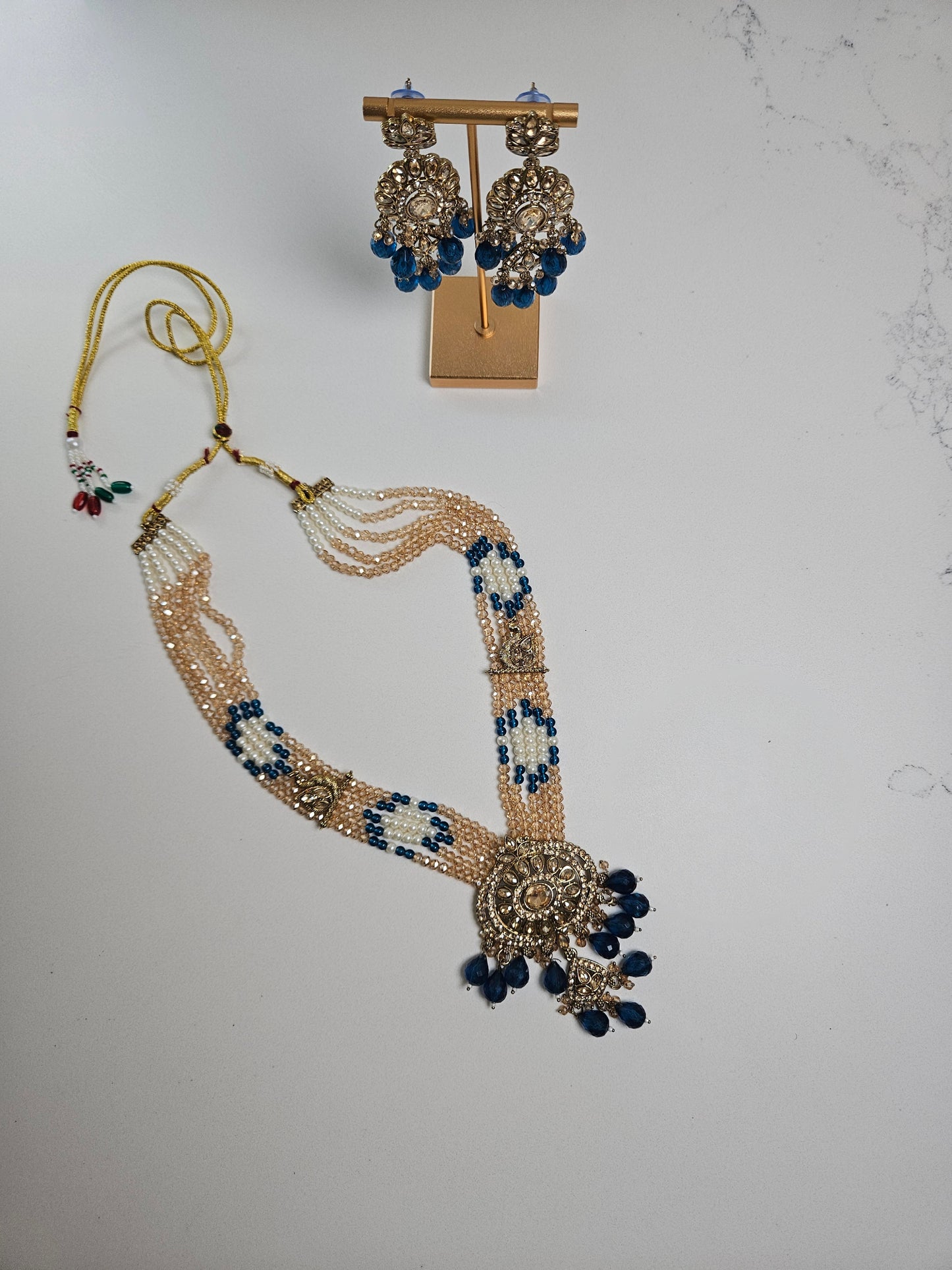 Gold Polki Necklace with Earrings