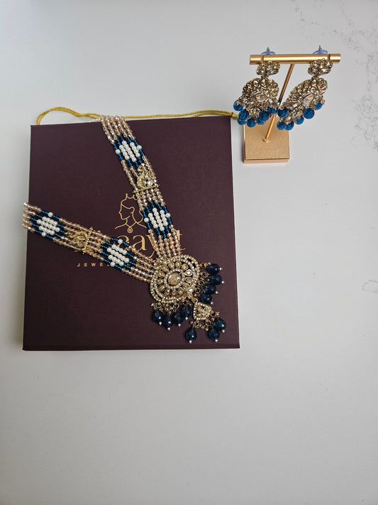 Gold Polki Necklace with Earrings