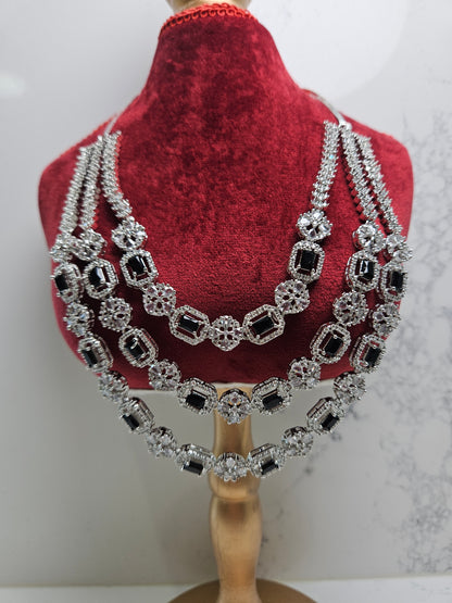 AD Necklace Set with Multi-Layered Design