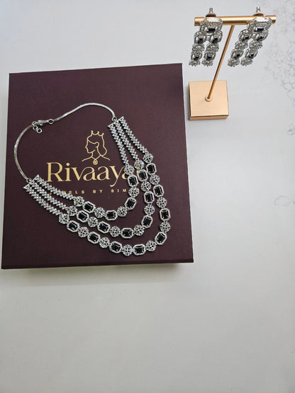 AD Necklace Set with Multi-Layered Design