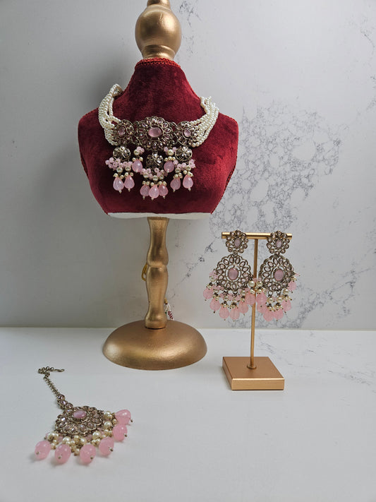 Pastel Pink Kundan Choker Set