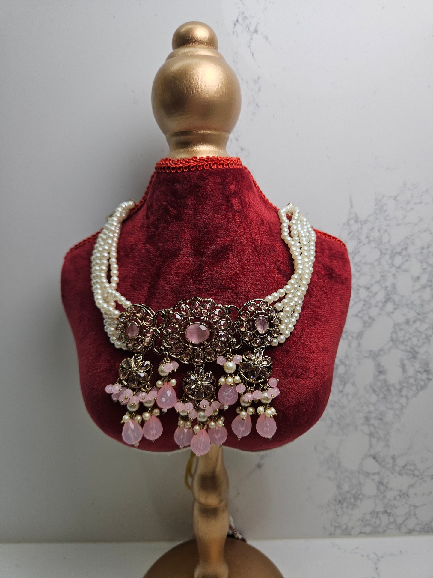 Pastel Pink Kundan Choker Set