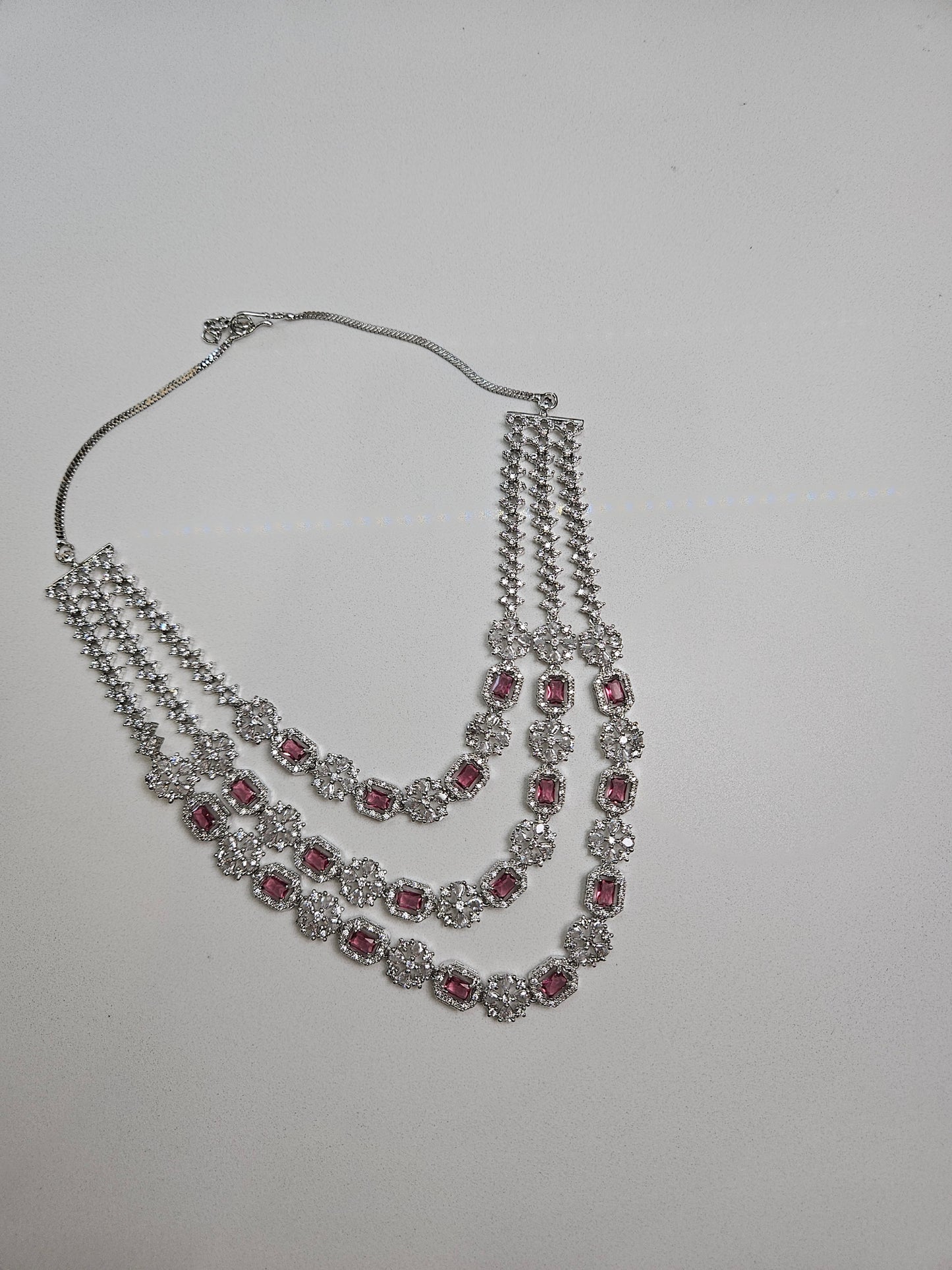 AD Necklace Set with Multi-Layered Design