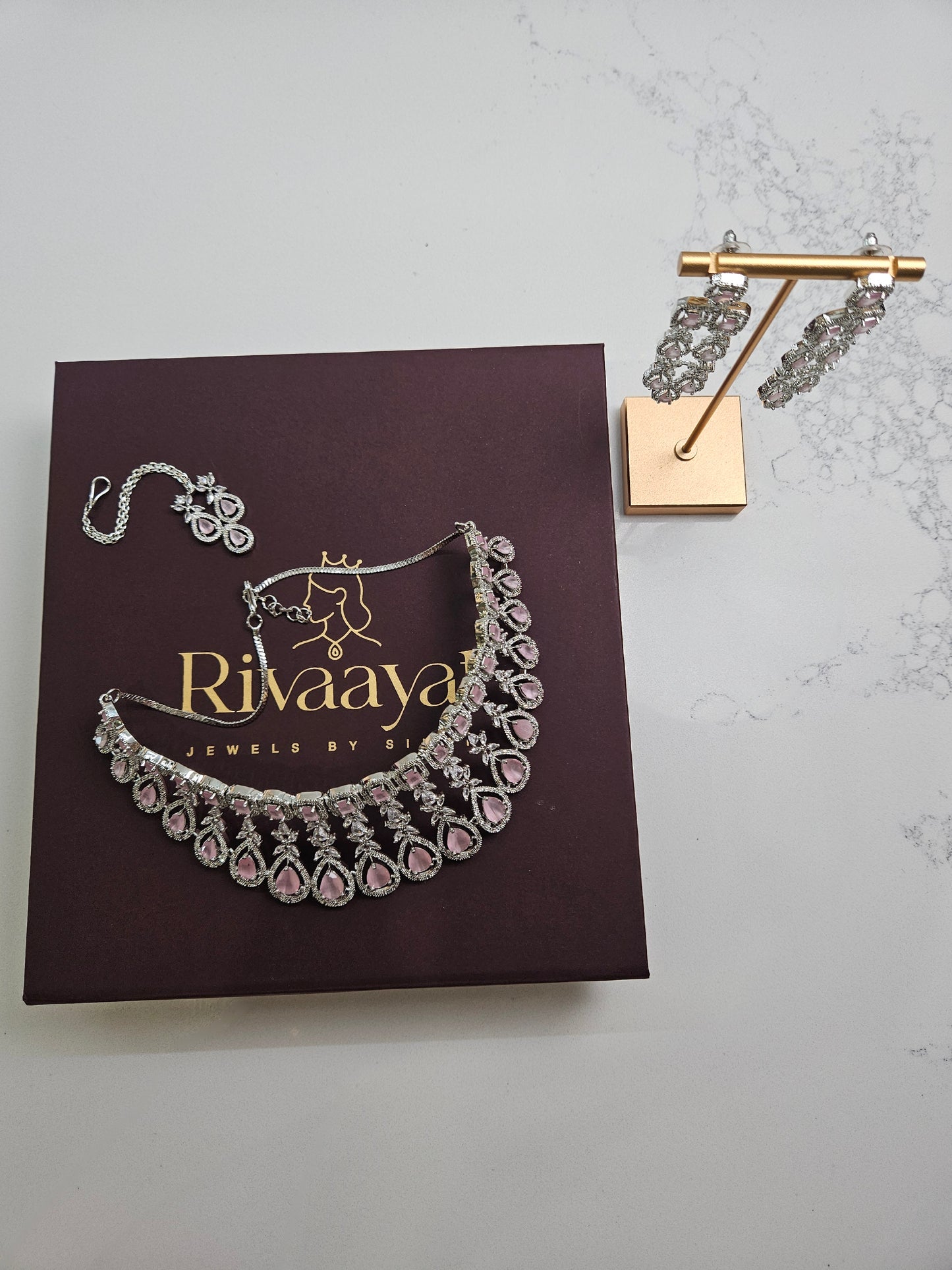 Rivaay American diamond Jewellery Set