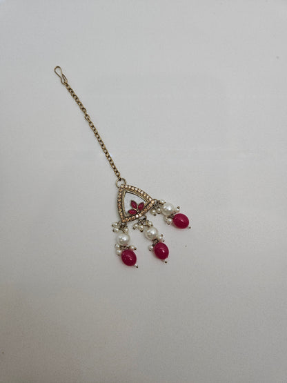 Gold Plated Kundan Necklace Semi Bridal