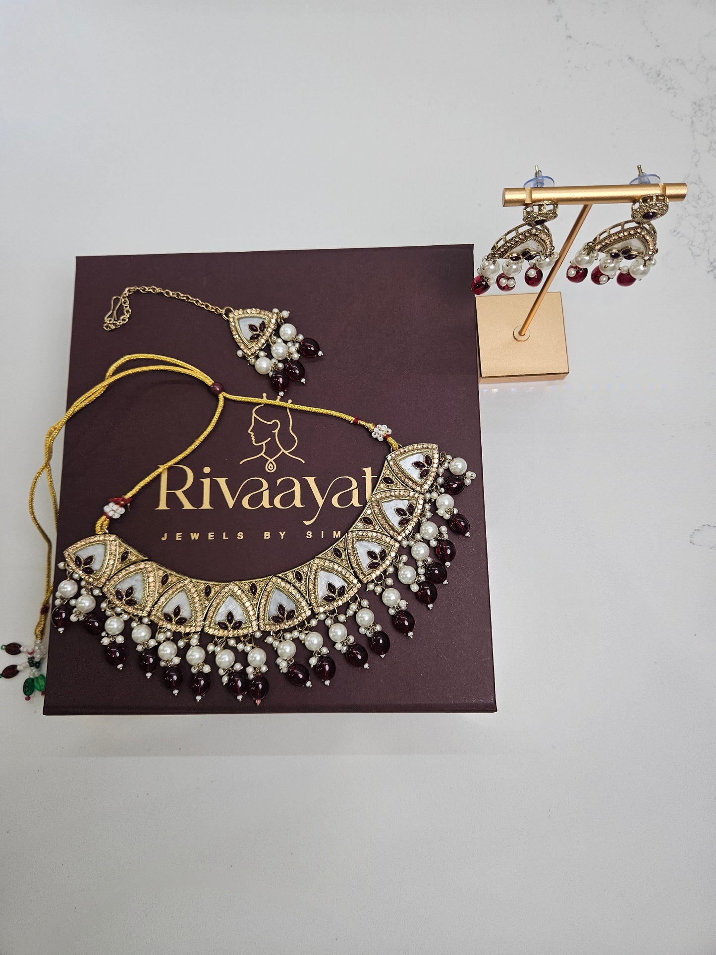 Gold Plated Kundan Necklace Semi Bridal
