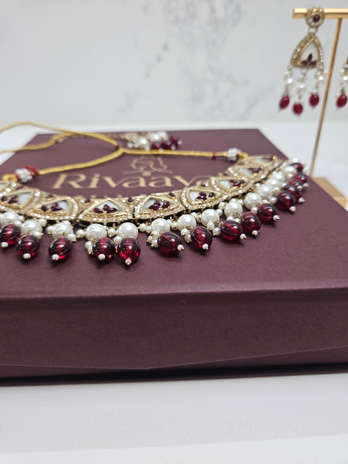 Gold Plated Kundan Necklace Semi Bridal