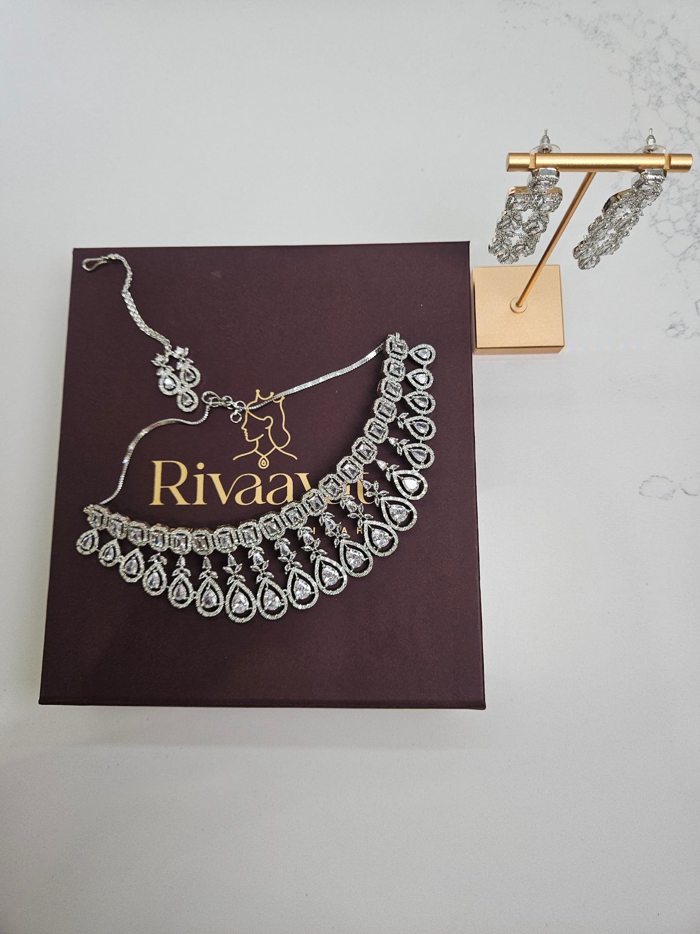 Rivaay American diamond Jewellery Set