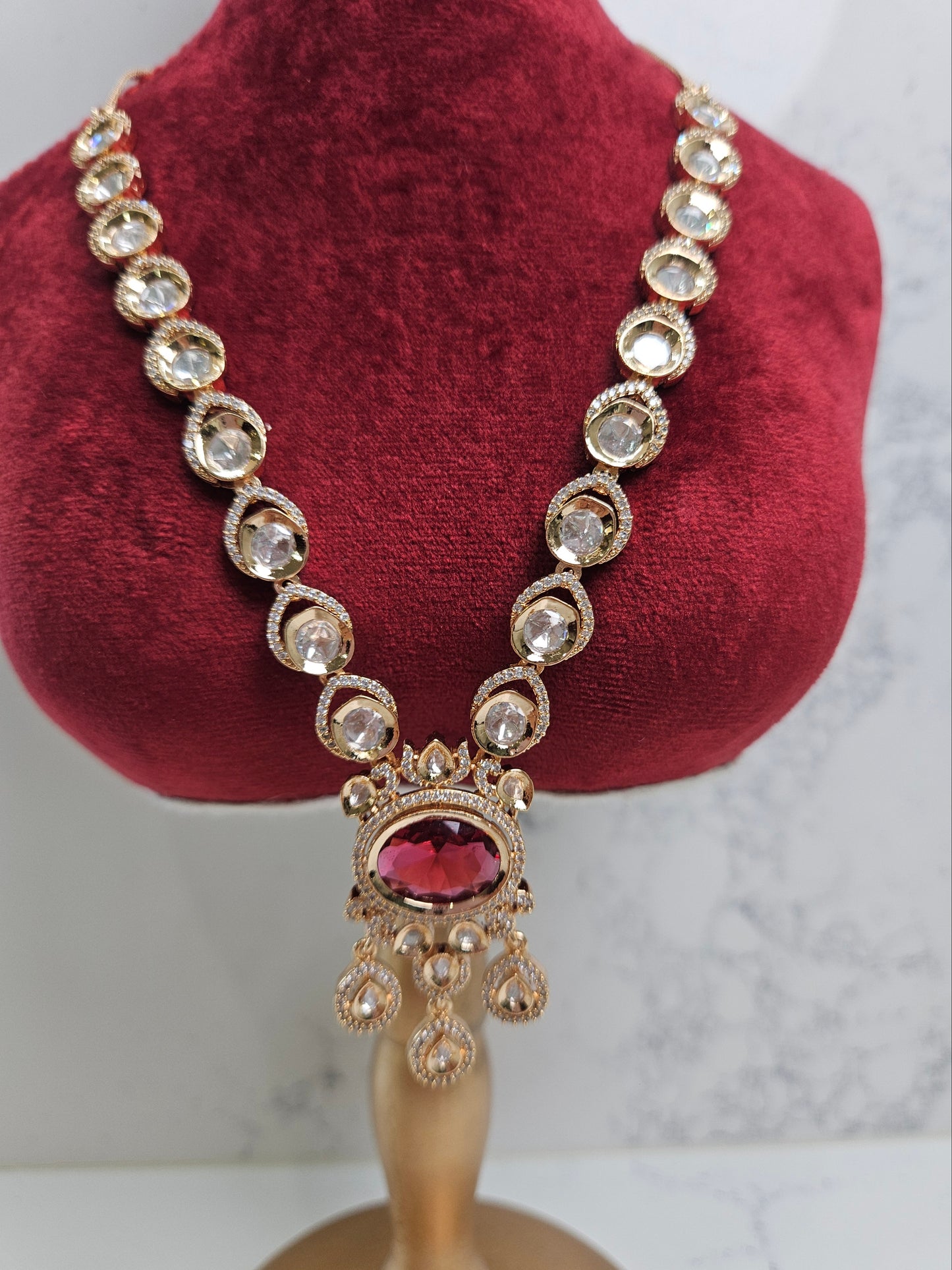 Premium Gold Plated Kundan Stone Necklace Set
