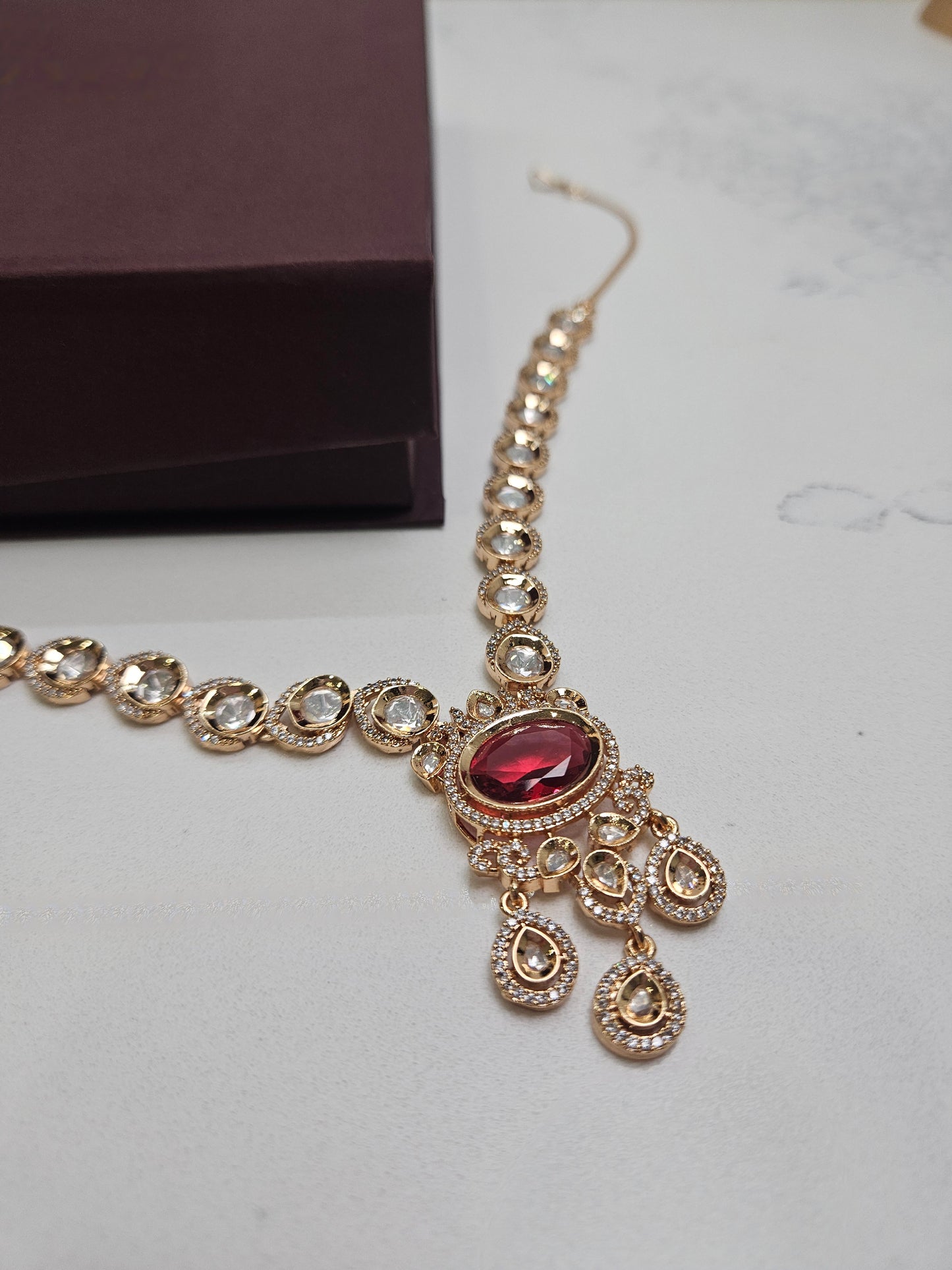 Premium Gold Plated Kundan Stone Necklace Set