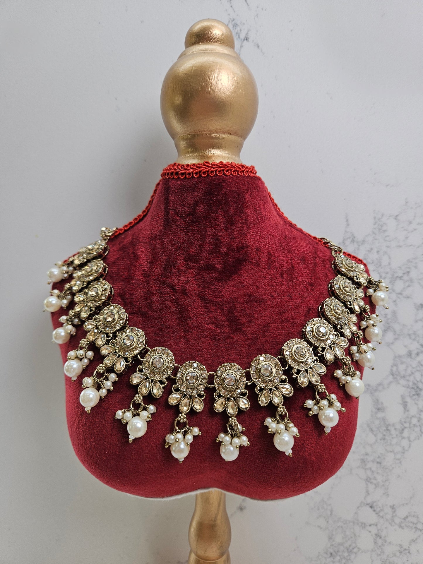 Kundan Necklace with Pearl Drops